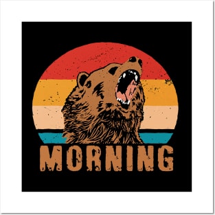 I Dont Like Morning Retro Bear Sunset Posters and Art